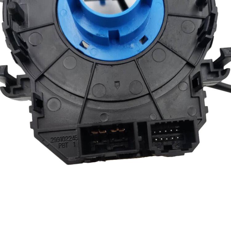 Clock spring connector housing close-up with two multi-pin electrical plugs