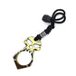 Gold skull self-defense keychain with black rope cord and metal buckle ring