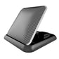Carbon fiber-pattern car phone dashboard holder with black rubber base and stand