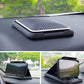 Carbon fiber-pattern car phone holder on dashboard with adjustable stand and cradle