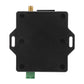 Black enclosure of a GSM alarm module with mounting holes and green screw terminal