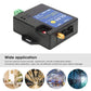 Black 4G GSM alarm module with blue label, antenna connector, and input port