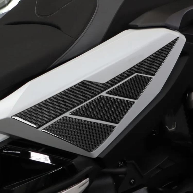 Rear side panel protector sticker set with black carbon-fiber pattern, 8-piece shapes