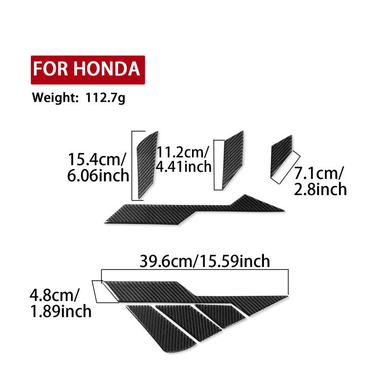 Rear side panel protector stickers size guide with measurement labels for each piece