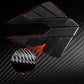 Rear side panel protector sticker set with black carbon-fiber pattern and red accent outlines