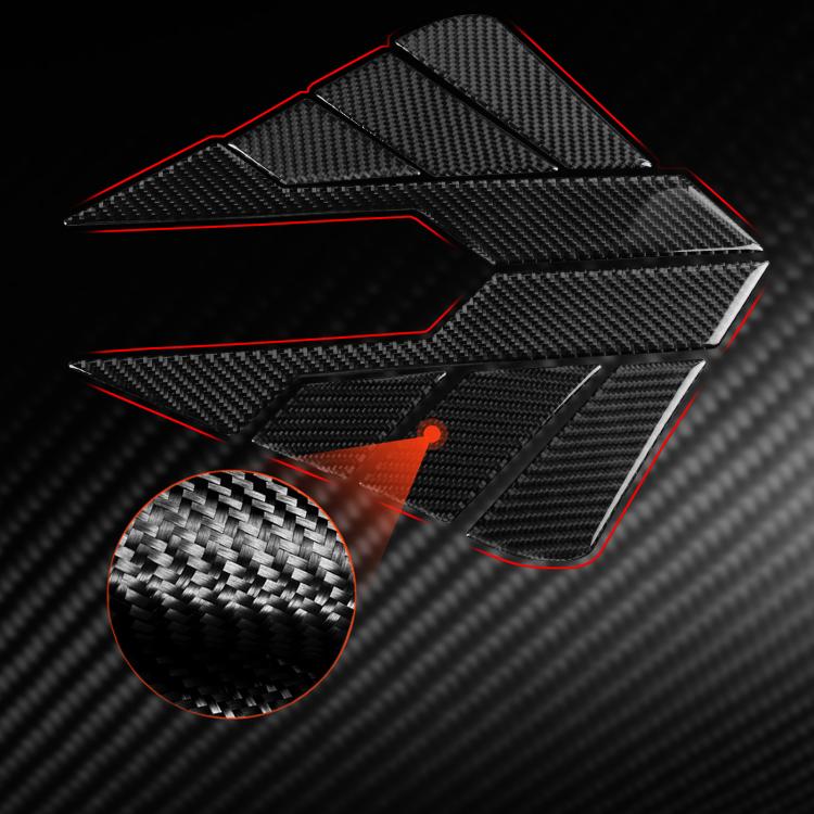 Rear side panel protector sticker set with black carbon-fiber pattern and red accent outlines
