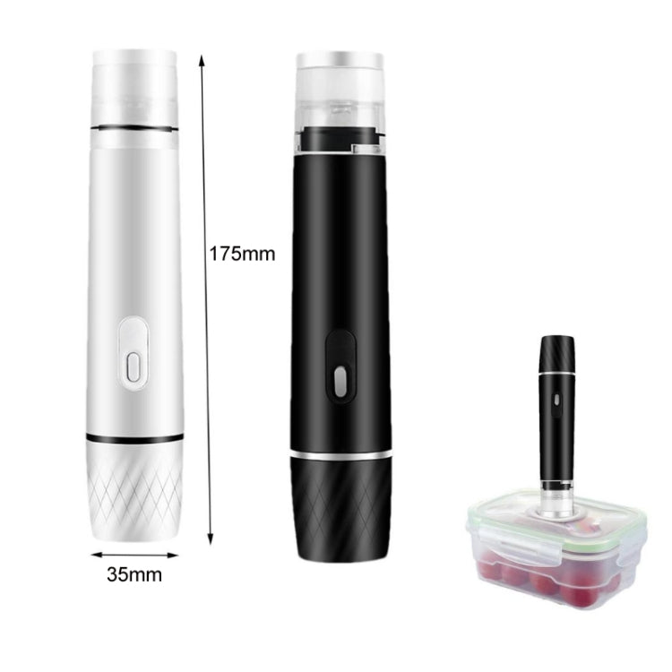 Handheld vacuum sealer set: white and black cylinder bodies with nozzle