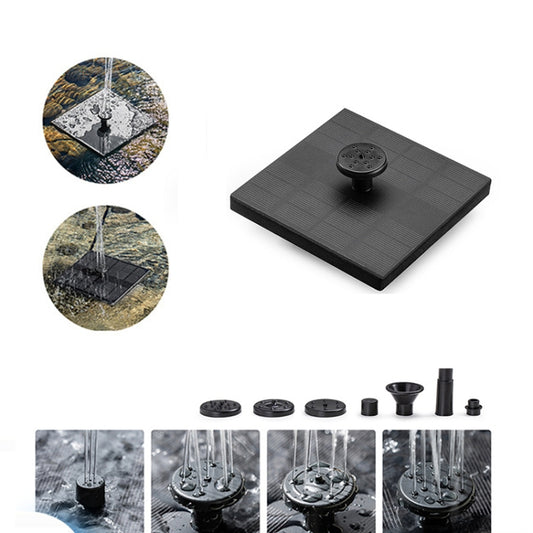 Floating solar fountain pump with square solar panel and central water nozzle