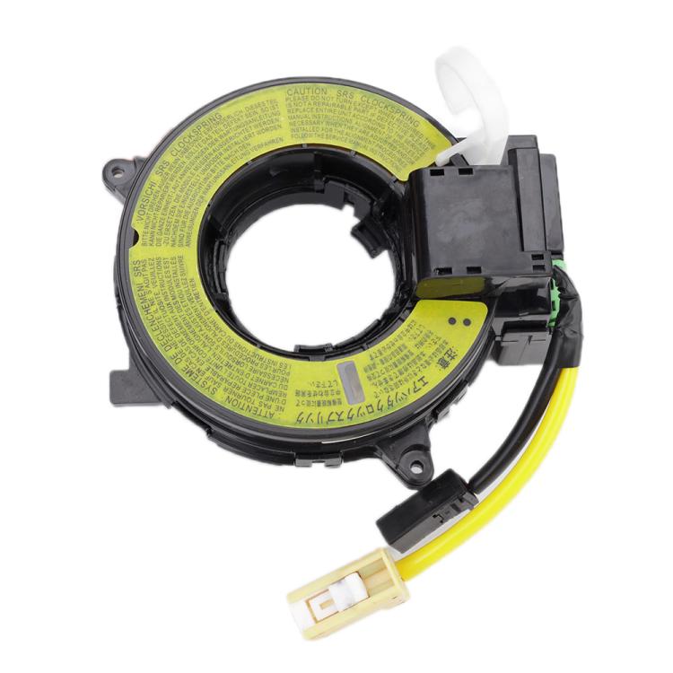 Clock spring coil assembly with yellow safety wire and black connector harness
