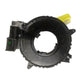 Clock spring coil assembly with black plastic housing and yellow connector lead