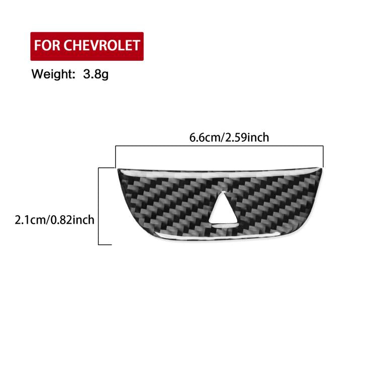 Black carbon-fiber warning light sticker with hazard triangle icon and size diagram