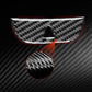Red-edged black carbon-fiber warning light sticker with hazard triangle icon and inset detail