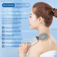 Electric bath brush being used on neck and shoulder with silicone vibration head