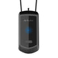 Black hanging neck air purifier with lanyard, front window and indicator light