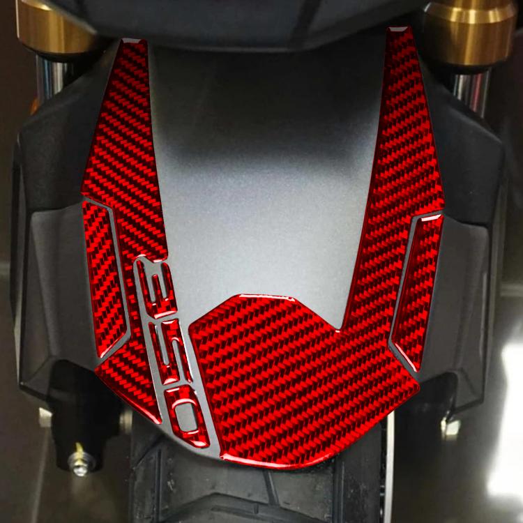 Front fender protective sticker set in red carbon fiber pattern for Honda ADV350