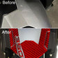 Red carbon fiber front fender protective sticker set on scooter front panel