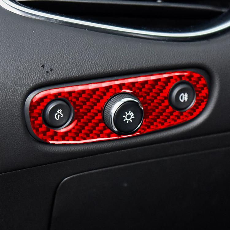 Red carbon-fiber headlight switch sticker with three switch-knob openings