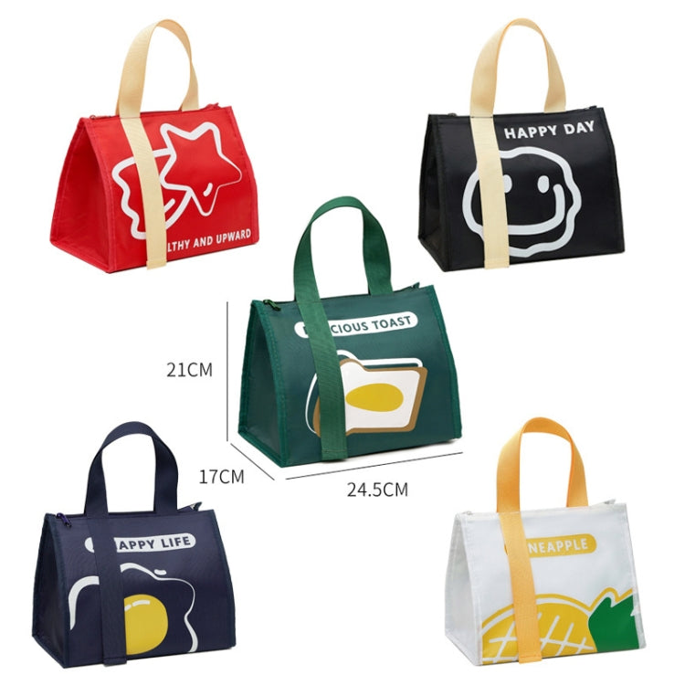 Set of insulated bento lunch tote bags in red, green, navy, black, and white