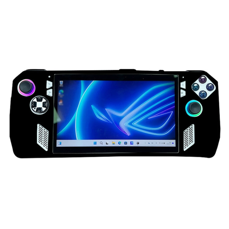 Black silicone protective case for handheld game console with open button cutouts