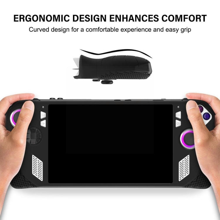 Black silicone protective case with textured grips for handheld game console