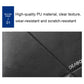 Men's tri-fold PU leather wallet detail, black textured finish with diagonal seam and logo.