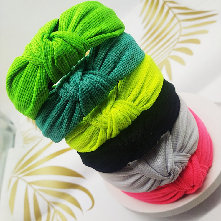 Pressed fabric headbands, neon green, teal, gray, and pink knotted wide bands