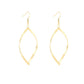 Gold twisted hoop earrings, teardrop silhouette with faceted center