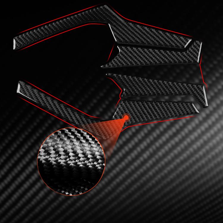 Black carbon-fiber style rear footrest lower protector set with textured weave surface