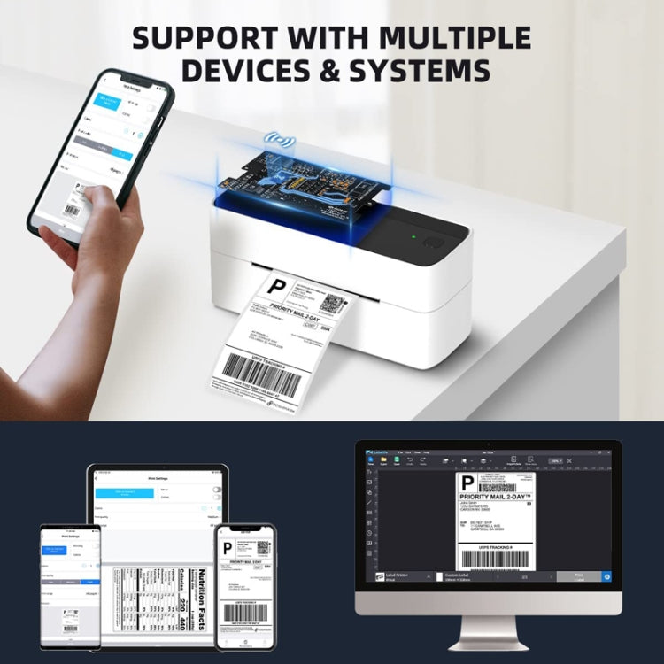 Thermal address label printer with phone preview and printed shipping labels