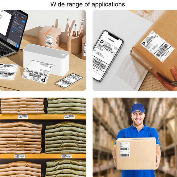 Bluetooth thermal label printer used on boxes, packages, and mail with address labels