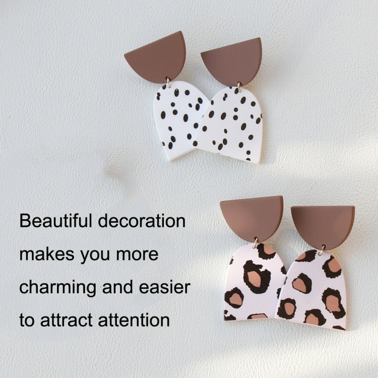 Acrylic clay dangle earrings set: one pair white polka dots, one pair spotted