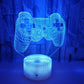 Glowing blue 3D game controller LED light on textured, illuminated cylindrical base