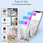 Compact label printer dispensing rolls while paired with a smartphone on-screen