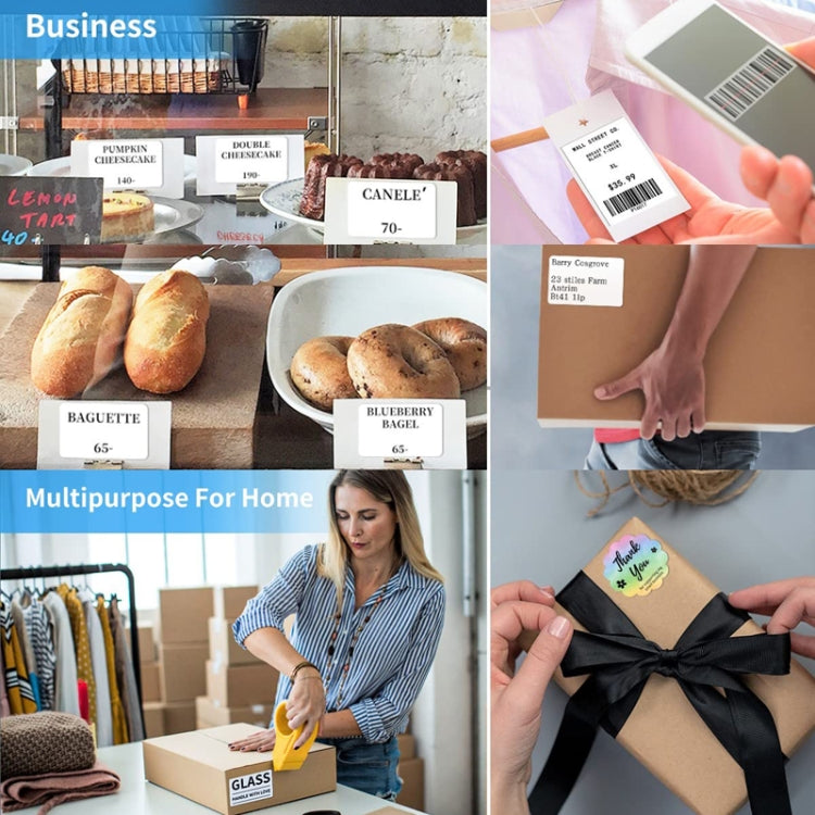 Thermal labels for home use on food storage, packages, and envelopes