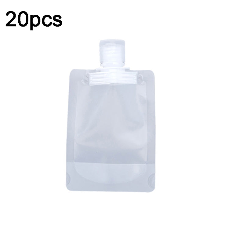 Clear refillable squeeze pouch with flip-top cap, flexible travel bottle