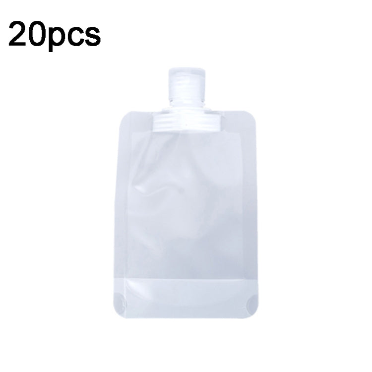 Clear refillable squeeze pouch with flip-top cap, flexible travel bottle