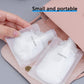 Refillable squeeze pouches in a clear travel organizer pouch, compact size