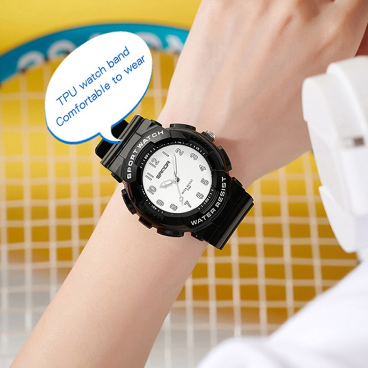 TPU sport watch comfortable to wear on wrist with water-resistant dial.