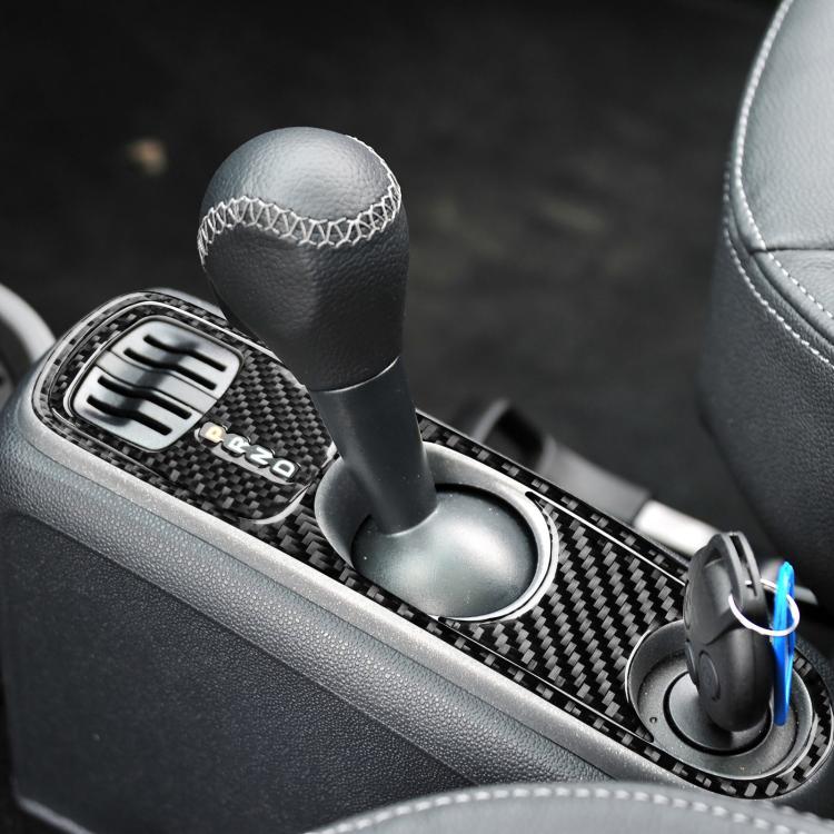 Gearshift surround sticker set with black carbon-fiber pattern for center console trim