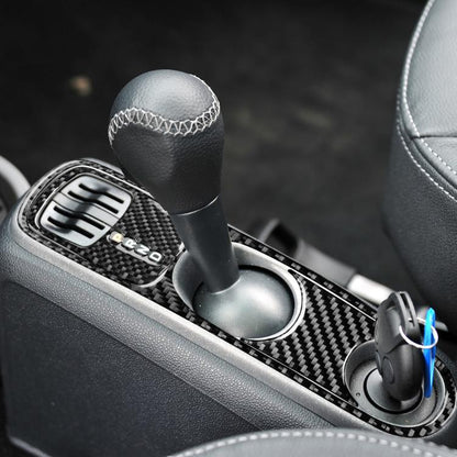 Gearshift surround sticker set with black carbon-fiber pattern for center console trim