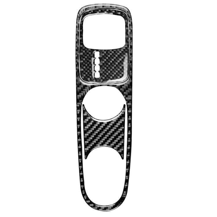 Black carbon-fiber style gearshift console sticker insert with three cutouts