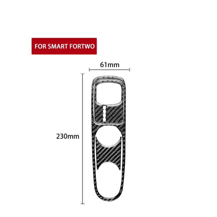 Carbon-fiber gearshift sticker template with size measurements for Smart Fortwo trim