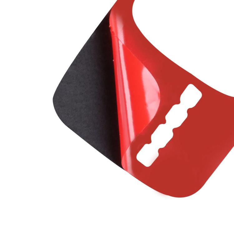 Red carbon-fiber gearshift sticker piece with cutout for handle and buttons