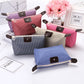 Set of striped folding cosmetic bags in multiple colors with zipper closures