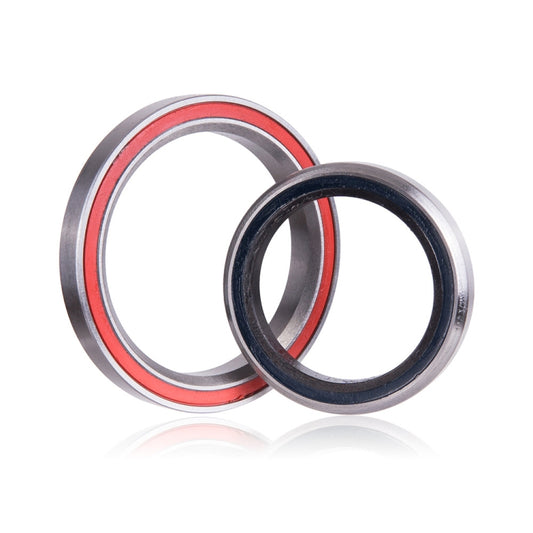Pair of headset bearing rings with black seals and red accent ring