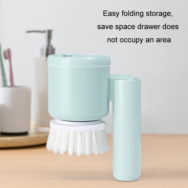 Handheld electric cleaning brush with folding base for easy countertop storage