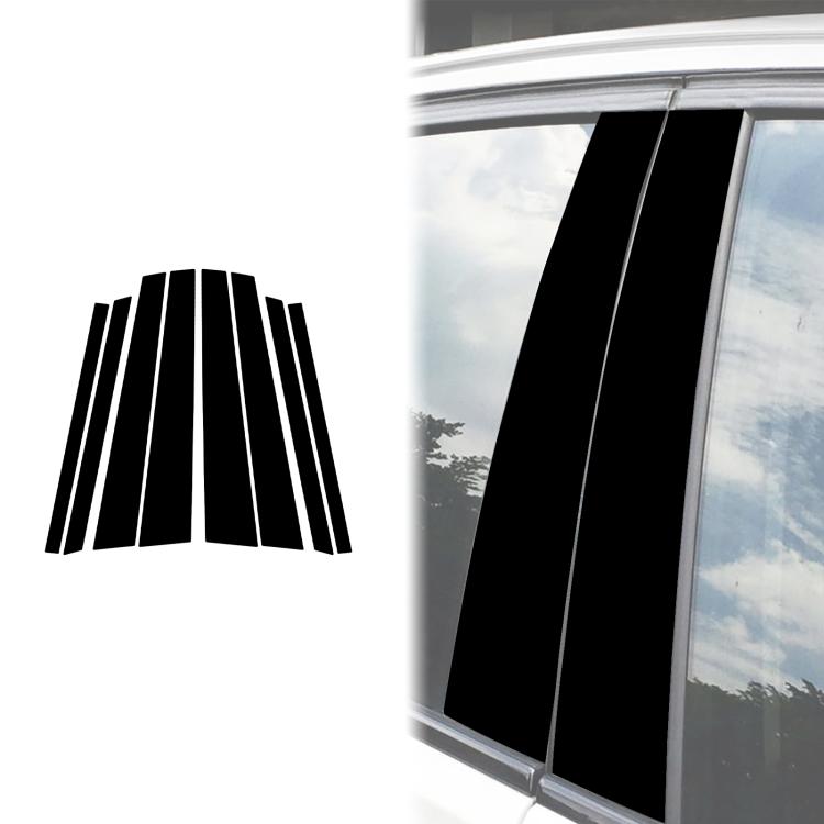 Black vertical stripe decal set applied along a car door window frame