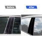 Black vertical window pillar stripe stickers on a car door