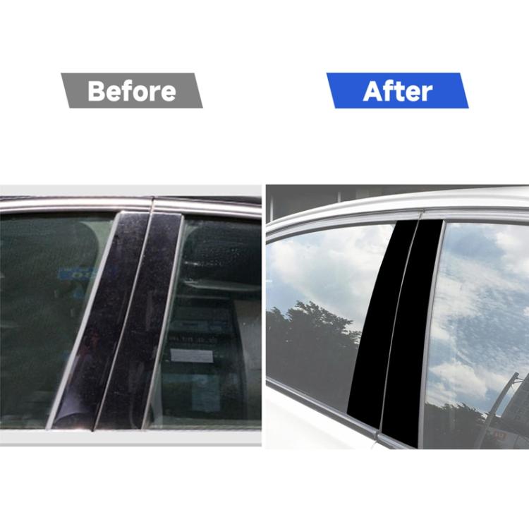 Black vertical window pillar stripe stickers on a car door