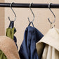Stainless steel S-shaped hooks for hanging coats, three-pack on a rod